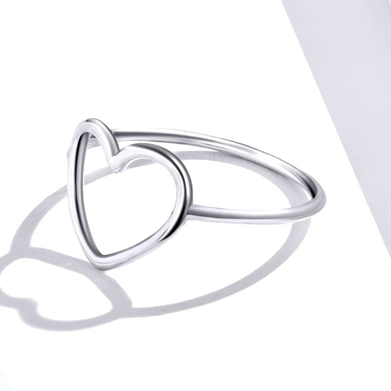 Silver ring with open heart