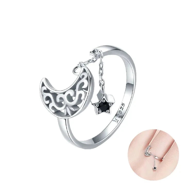 Ring Adjustable Moon and Star