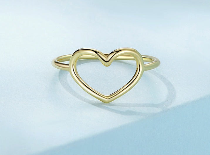 Gold plated ring with open heart